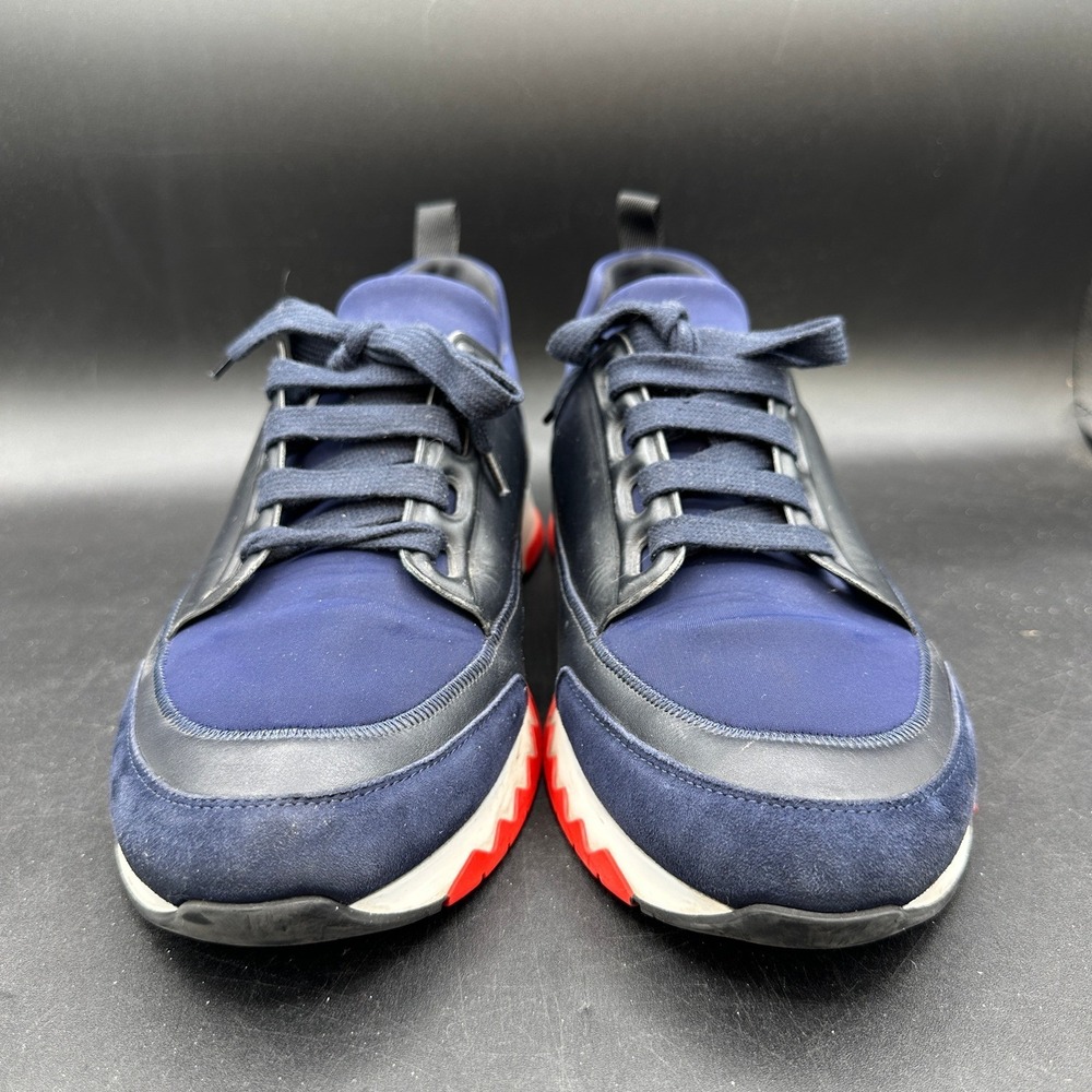 Hermès Blue Sneakers Us Sz 8 EU Sz 41.5  Stadium‎ Low Top Marine Blue w/ Red - Picture 2 of 9